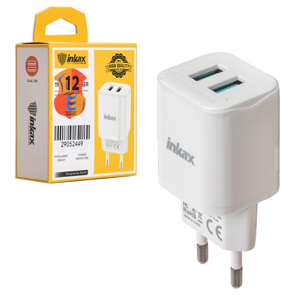 شارژر دیواری 12 وات دو پورت INKAX HC-02