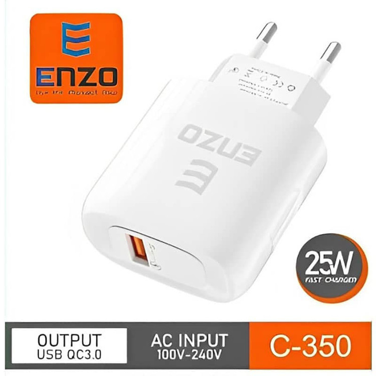 شارژر دیواری فست شارژ انزو ENZO C-350 25W با کابل تایپ سی