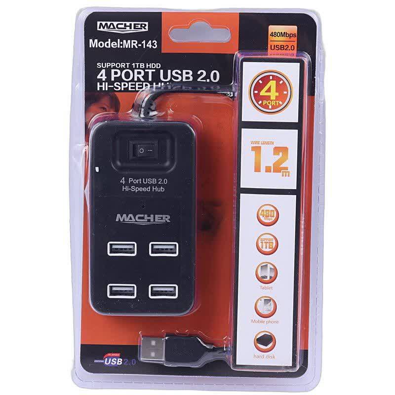 هاب چهار پورت USB2.0 مچر Macher MR-143