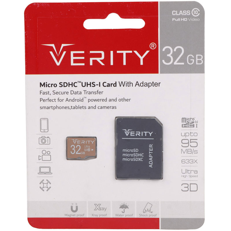 رم میکرو 32 گیگ وریتی VERITY U1 95MB/s 633X آداپتور دار