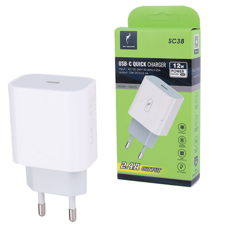 شارژر دیواری 12 وات اسکای دلفین SC38 PD 2.4A