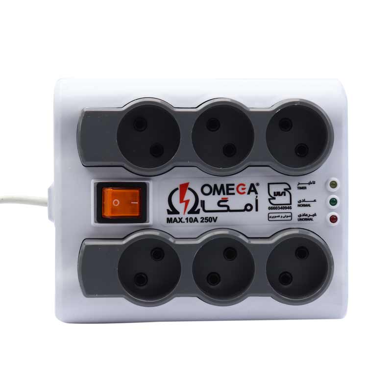 محافظ برق لوازم صوتی تصویری امگا (Omega) مدل 6 خانه 3 متری P6000