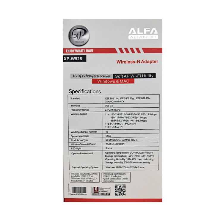 دانگل شبکه USB آنتن دار ایکس پی XP-W925N